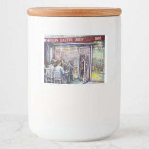 vrolijk voedselcontainer etiket