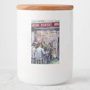 vrolijk voedselcontainer etiket