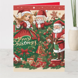 Vrolijk Vrolijk Familie Kerstmis Kaart