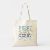 Vrolijk vrolijk kerstfeest retro typografie tote bag (Achterkant)