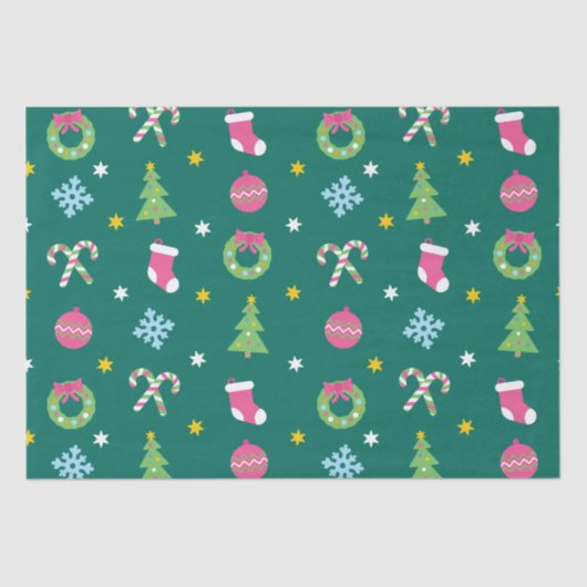 Vrolijk vrolijk kerstpatroon tissuepapier (Voorkant)