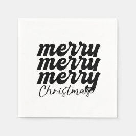Vrolijk Vrolijk Vrolijk Kerstfeest Zwart en Wit Servet
