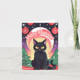 Vrolijk Wat Anti Kerstmis Zwarte Kat Feestdagen Kaart