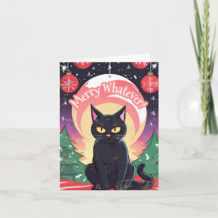 Vrolijk Wat Anti Kerstmis Zwarte Kat Feestdagen Kaart