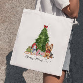 Vrolijk Woofmas Kerstcadeau met Yorkie naam Tote Bag