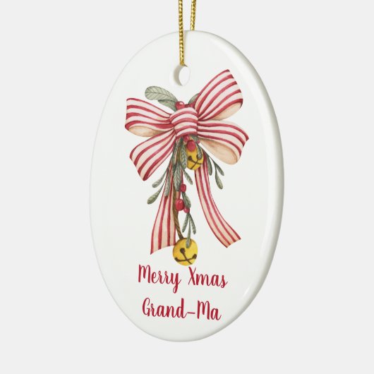 Vrolijk Xmas oma Xmas strik Keramisch Ornament (Links)