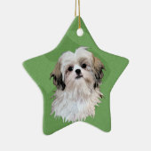 Vrolijk Xmas Shih Tzu Keramisch Ornament (Rechts)