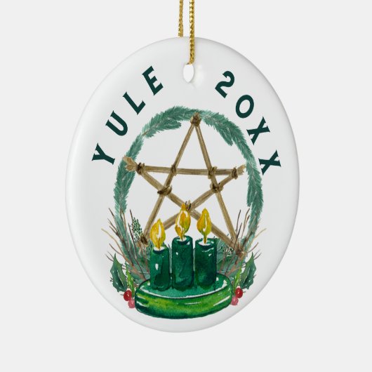 Vrolijk Yule Winter Solstice Wiccan Feestelijke Pe Keramisch Ornament (Rechts)