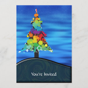 Vrolijke Abstracte Paint Splash Kerstboom Kaart