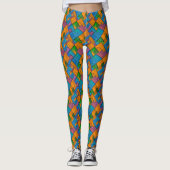 Vrolijke Abstracte Quiltstijl Patchwork Kleuren Leggings (Voorkant)