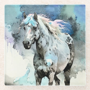 Vrolijke Appaloosa Merrie Aquarel Glazen Onderzetter