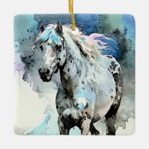 Vrolijke Appaloosa Merrie Aquarel Keramisch Ornament