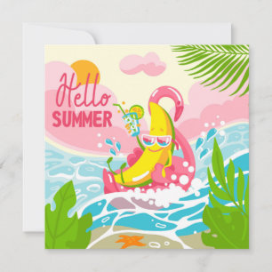 Vrolijke Banaan Hallo Zomer Wenskaart