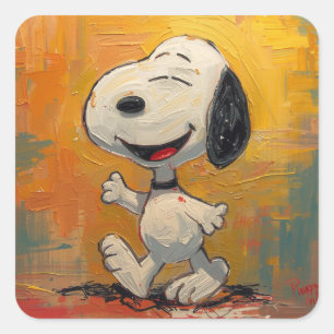Vrolijke Beagle-hond Pop Art-schilderij Vierkante Sticker