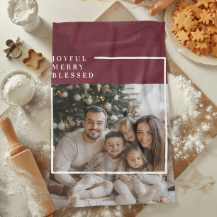 Vrolijke blije gezegende gepersonaliseerde kerstfo theedoek