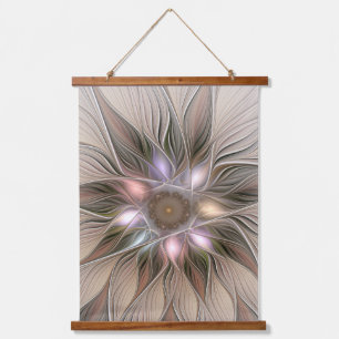 Vrolijke Bloem Abstract Beige Bruine Bloemrijke Fr Hangend Wandkleed