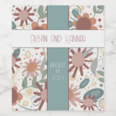 Vrolijke Bloemen Inspirivity Bruiloft Modern Wijn Etiket (Enkel label)