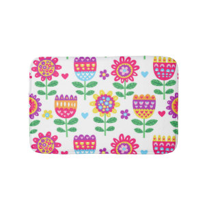 Vrolijke Bloemen Kleurrijk Patroon Badmat