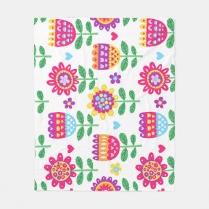 Vrolijke Bloemen Kleurrijk Patroon Fleece Deken