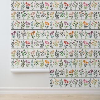 Vrolijke Bloementuin Kleurrijke Planten Behang