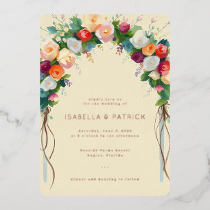 Vrolijke Bloemige Trouw Uitnodiging