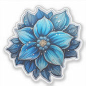 Vrolijke Blue Flower Holiday Sticker (Voorkant)