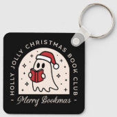 Vrolijke boekenliefhebbers Kerstmis Sleutelhanger (Achterkant)