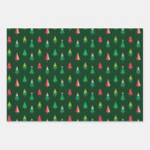 Vrolijke bomen kerstcadeau inpakpapier vel (Voorkant 3)