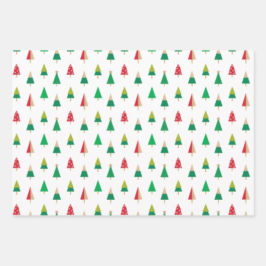 Vrolijke bomen kerstcadeau inpakpapier vel (Voorkant)