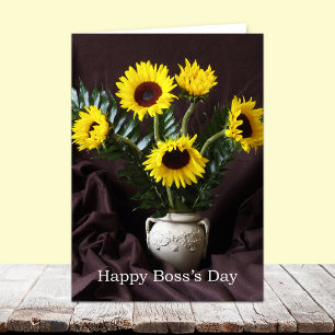 Vrolijke Boss Day Groet — Zonnebloemen Kaart