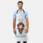 Vrolijke brandweerman in heldere uitrusting schort (Gedragen)