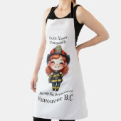 Vrolijke brandweerman in heldere uitrusting schort (Insitu)