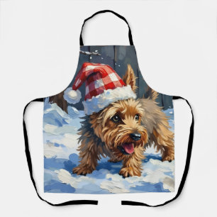 Vrolijke Cairn Terrier Graaft naar Kerstmis T Schort