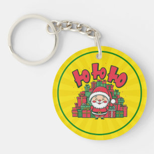 Vrolijke Cartoon Kerstman Kerstmis Sleutelhanger