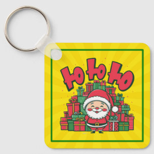 Vrolijke Cartoon Kerstman Kerstmis Sleutelhanger