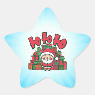 Vrolijke Cartoon Kerstman Kerstmis Ster Sticker
