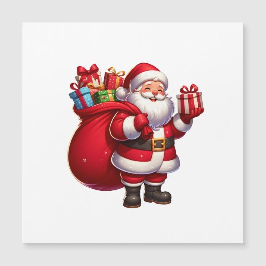 Vrolijke Cartoon Kerstman met Geschenk (Voorkant)