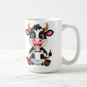 Vrolijke Cartoon Koe Die Melk Drinkt Koffiemok