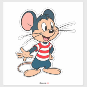 Vrolijke Cartoon Muis Karakter Sticker