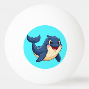 Vrolijke Cartoon Walvis Zwemt Pingpongballen