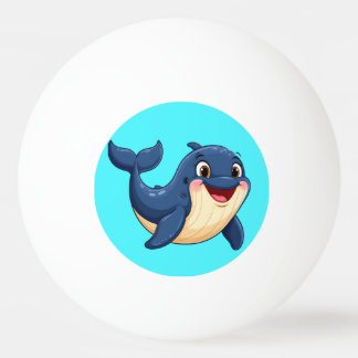 Vrolijke Cartoon Walvis Zwemt Pingpongballen