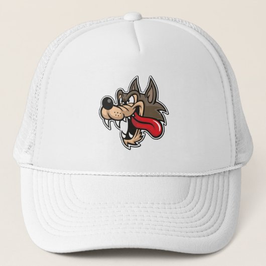 Vrolijke Cartoon Wolf Trucker Pet (Voorkant)