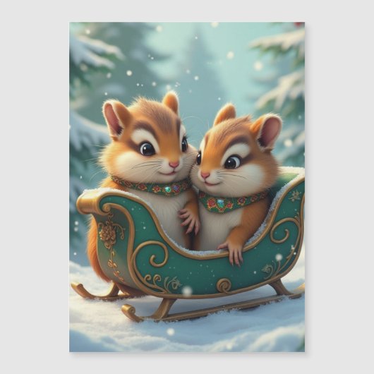 Vrolijke Chipmunk Kerstmis Magnetische Uitnodiging (Voorkant)