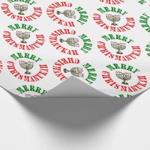 Vrolijke Chrismanukah- Kerstmis Chanukah Menora Cadeaupapier