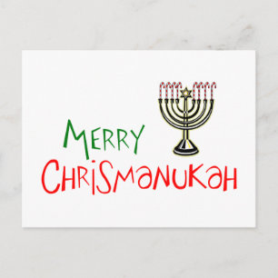 Vrolijke Chrismanukah- Kerstmis Chanukah Menora Feestdagenkaart