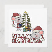 Vrolijke Christmouse met Boom Feestdagenkaart (Voorkant / Achterkant)