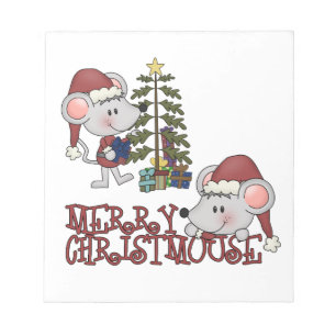 Vrolijke Christmouse met Boom Notitieblok