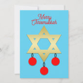 Vrolijke Christusmukkah Davidster en Ornamenten Feestdagenkaart (Voorkant)