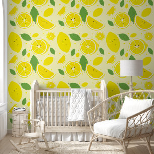 Vrolijke Citroen Fruit Pattern Kinder Behang