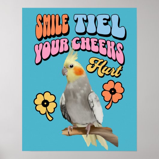 Vrolijke Cockatiel Parrot Poster (Voorkant)